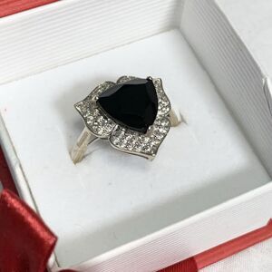 7 Carat Black Onyx Ring Sterling Silver 925 Size 11.25